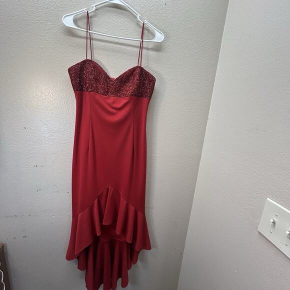JS Boutique VTG Y2K Babydoll Beaded Gown Red Fairy Prom Whimsigoth High Low - Picture 1 of 14